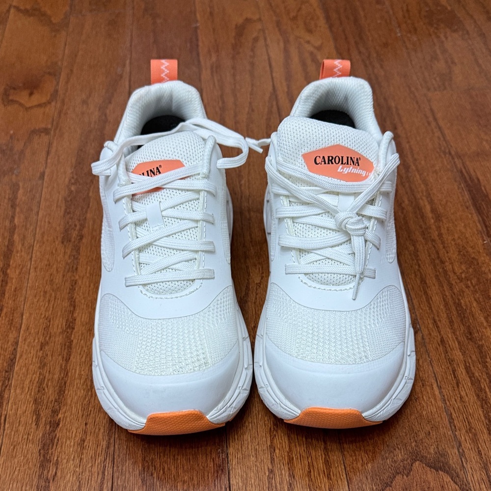 Lightweight Men's White Athletic Sneakers with Coral Accents